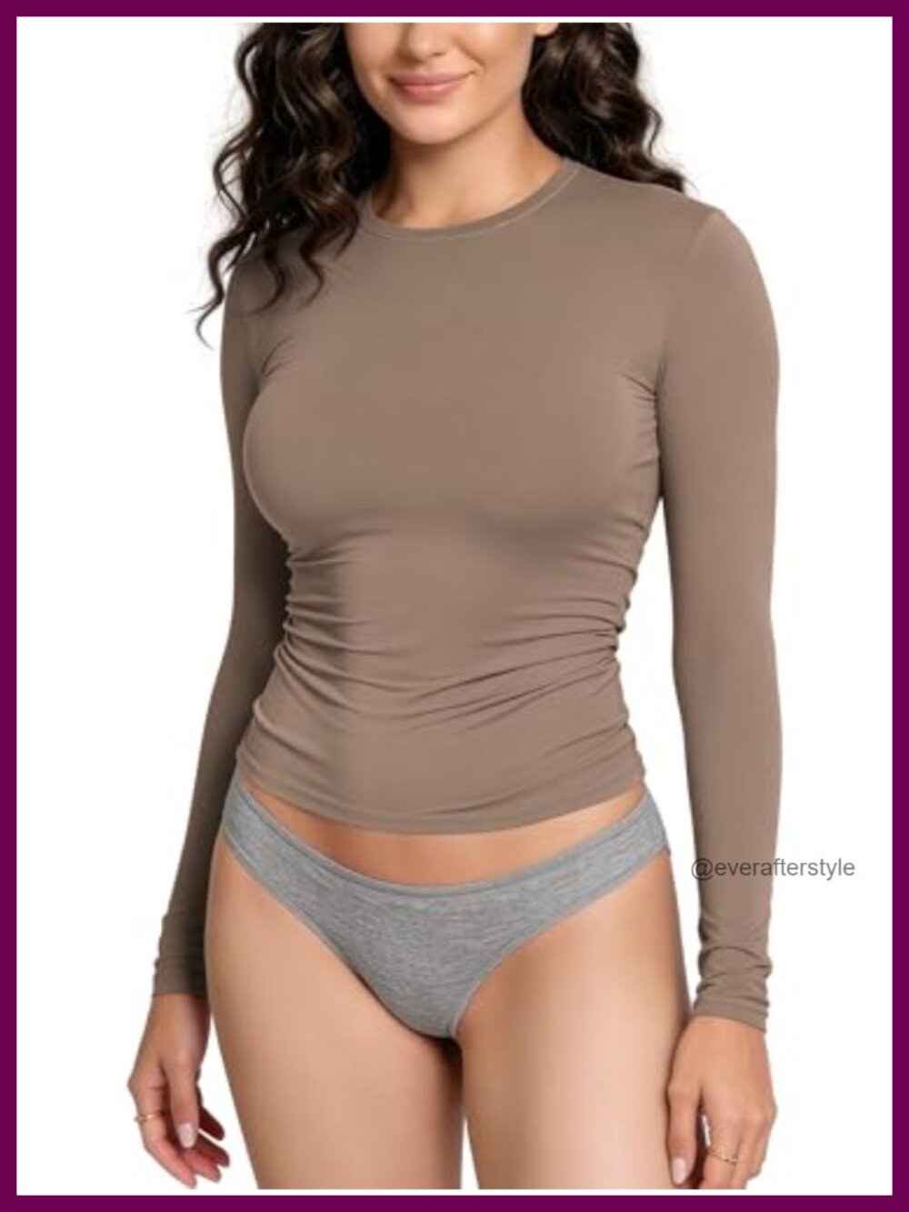 ODODOS Women's Double Layer Long Sleeve Crew Neck Slim Fit Tee